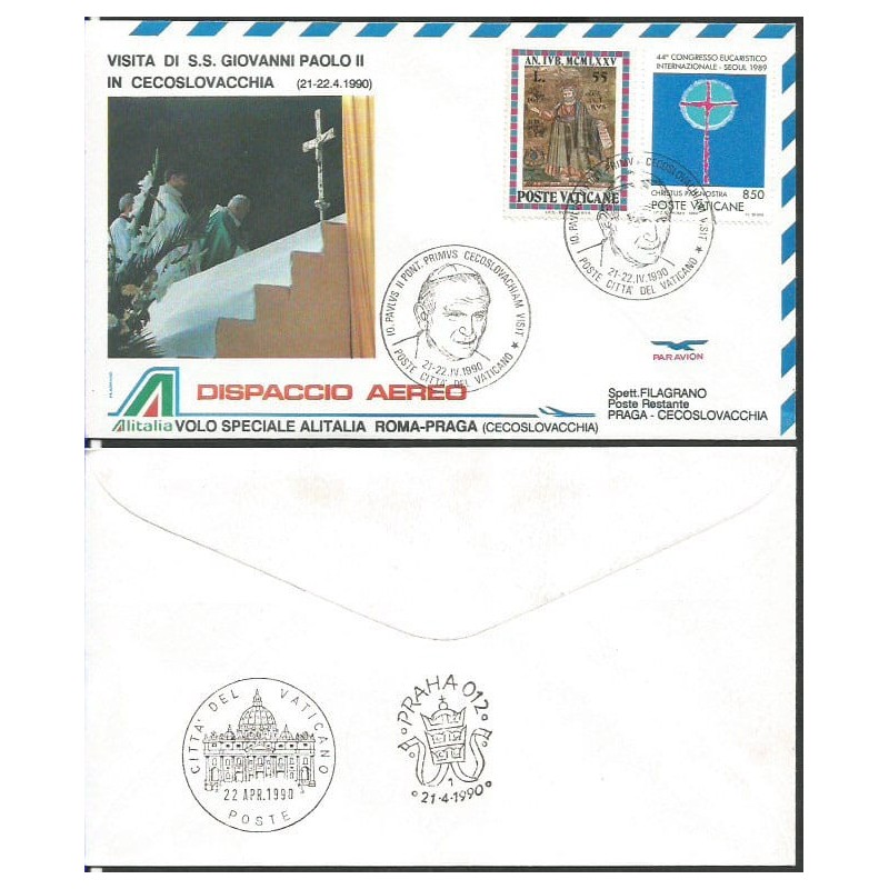 Watykan 1990, Papież Jan Paweł II, Czechosłowacja. Lot