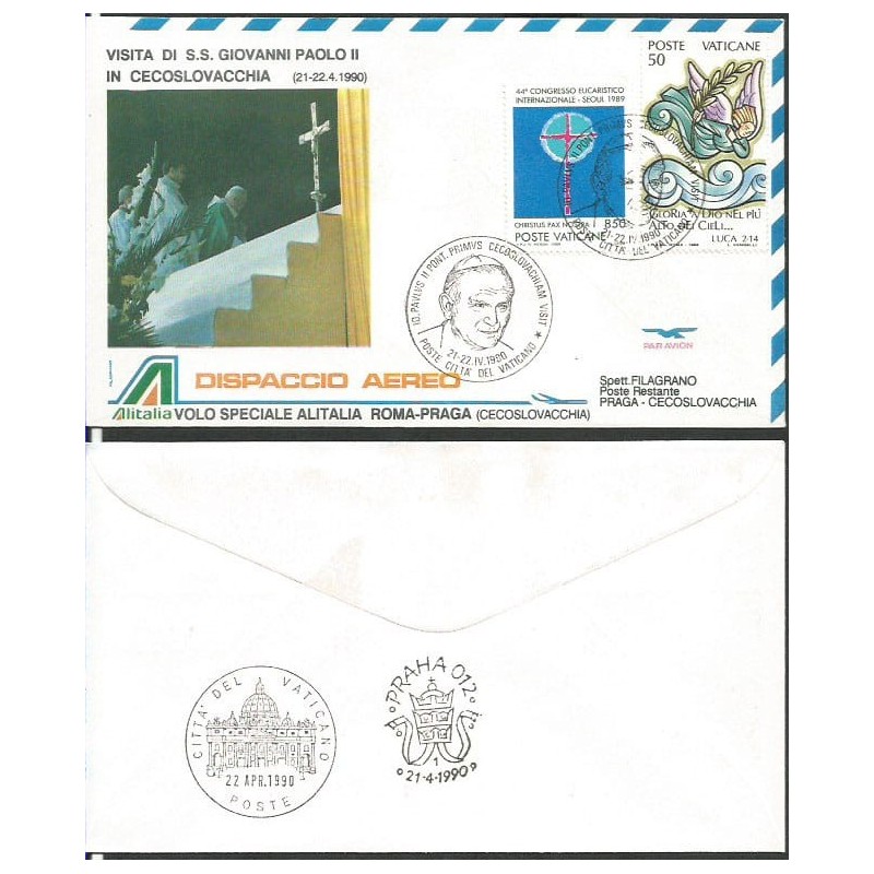 Watykan 1990, Papież Jan Paweł II, Czechosłowacja. Lot