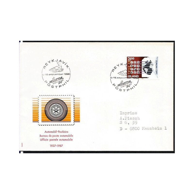 Islandia 1990, WF Postphil, góry, gejzer, geologia. Reykjavik