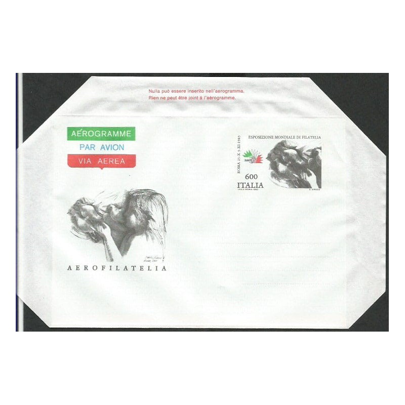 Włochy 1985, Aerogram, ŚWF Rzym, gołębie. Czysty