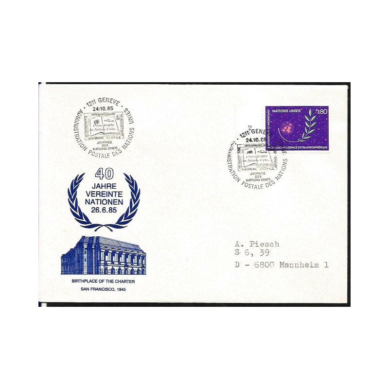 ONZ 1985, 40 lat ONZ. Datownik