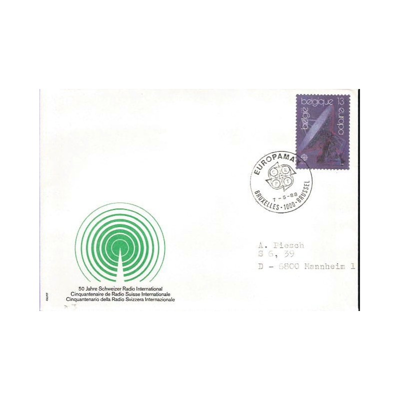 Belgia 1988, EUROPA CEPT, kosmos, radio. FDC