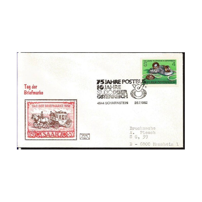 Austria 1982, Autobus pocztowy, 75 lat. Scharnstein