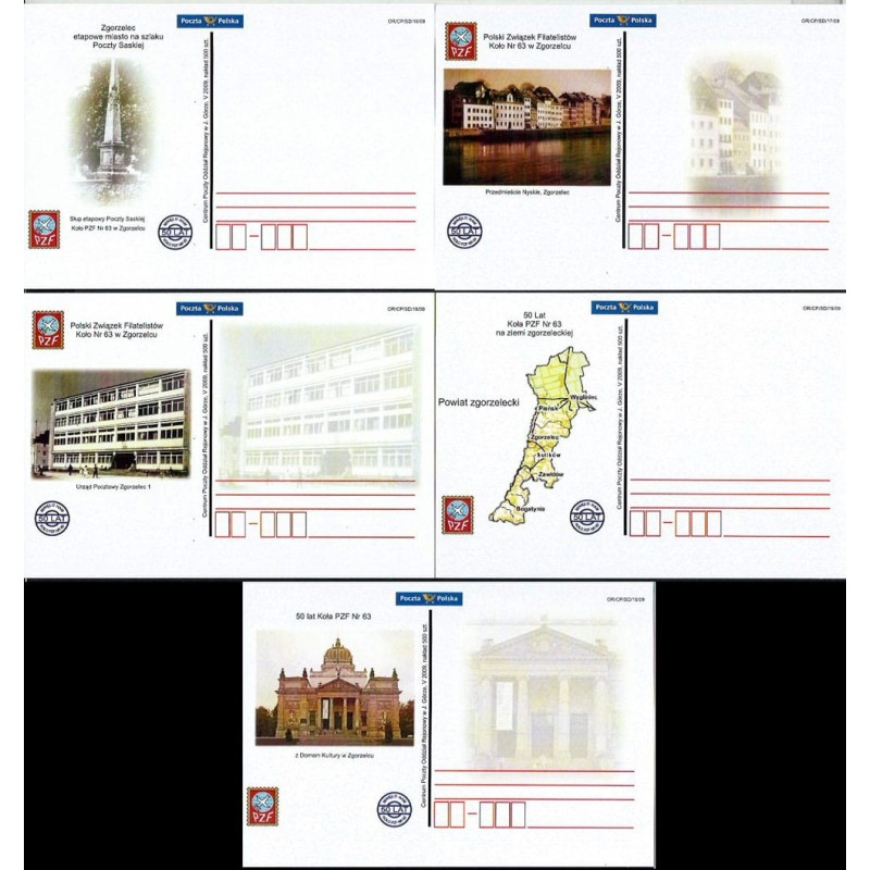Kartka Wrocław 2009, Koło PZF nr 63 Zgorzelec. 5 kartek