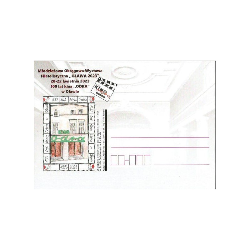 Kartka Wrocław 2023, MOWK Oława, 100 lat kina ODRA, kino