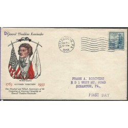 USA 1933, Tadeusz Kościuszko. FDC