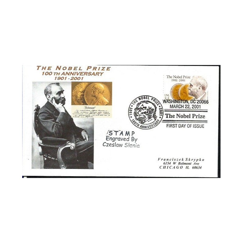 USA 2001, Alfred Nobel. CZ. SŁANIA. FDC