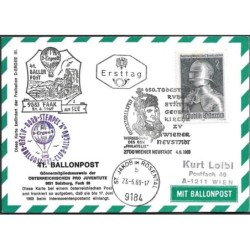 Austria 1969, Cesarz Maksymilian Habsburg, balon, poczta balonowa. FDC