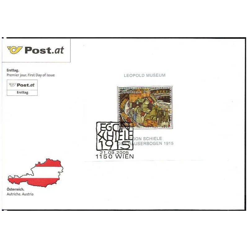 Austria 2005, Muzeum, malarstwo. E. Schiele. FDC
