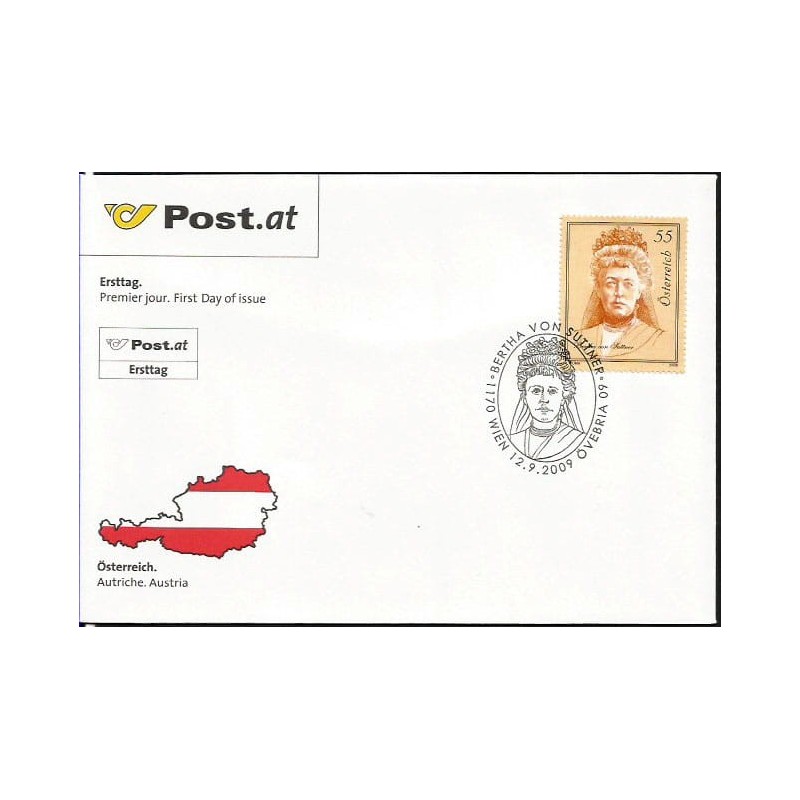 Austria 2009, Berta von Suttner, pokojowy Nobel. FDC