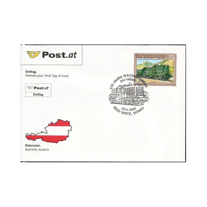 Austria 2009, Kolej, pociąg, Krems. FDC