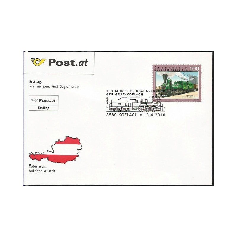 Austria 2010, Kolej, pociąg, Graz. FDC