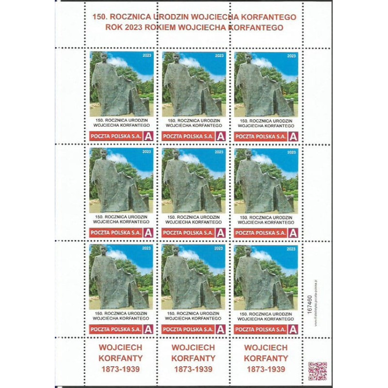 2023 Personalizowany, Wojciech Korfanty, powstania śląskie, Wrocław, pomnik. Arkusz **