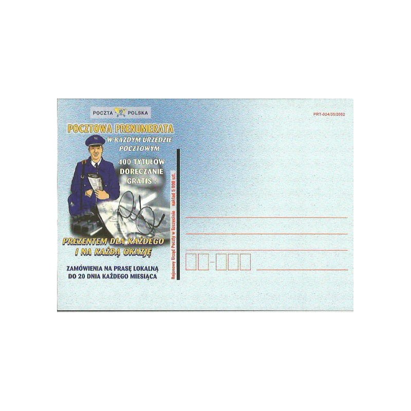 Kartka Szczecin 2002, Reklama, prenumerata pocztowa