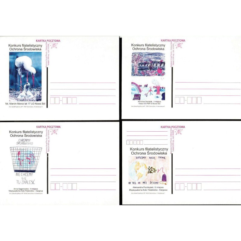 Kartka Zielona Góra 2000, Ochrona środowiska, Kargowa, Nowa Sól. 4 kartki