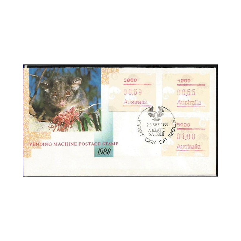 Australia 1988, Pałanka, znaczki z automatu, ATM. FDC