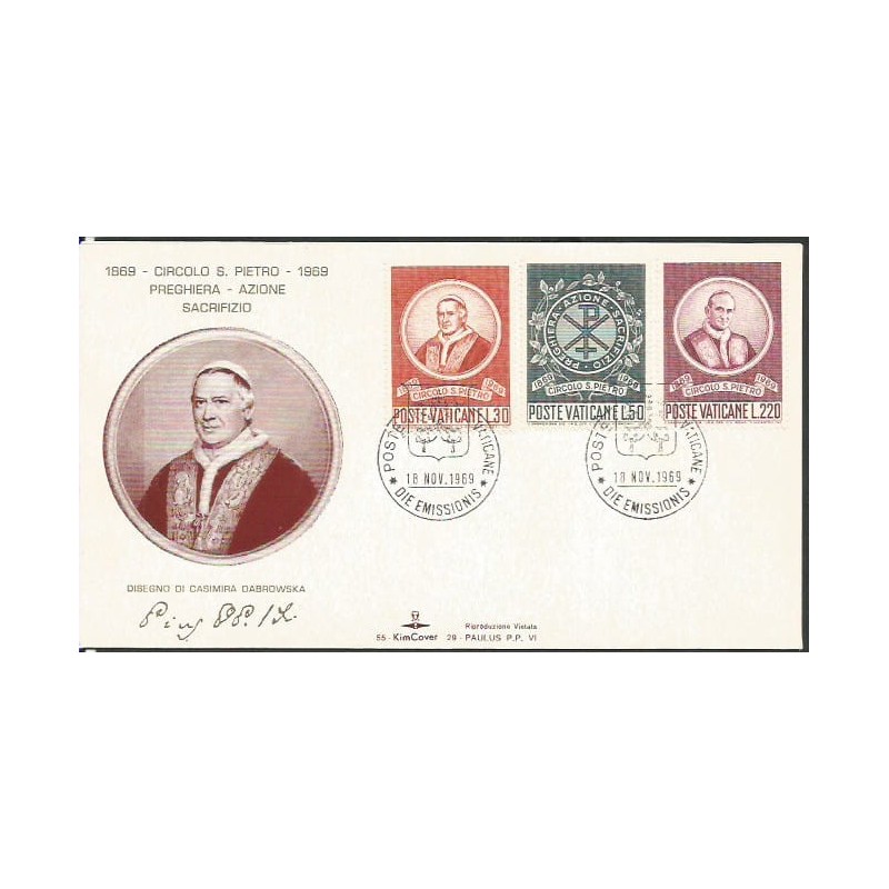 Watykan 1969, Koło św. Piotra, papież. K. Dąbrowska. FDC