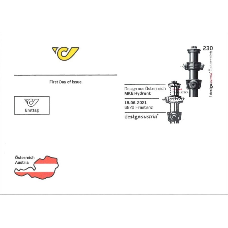 Austria 2021, Hydrant, pożarnictwo. FDC