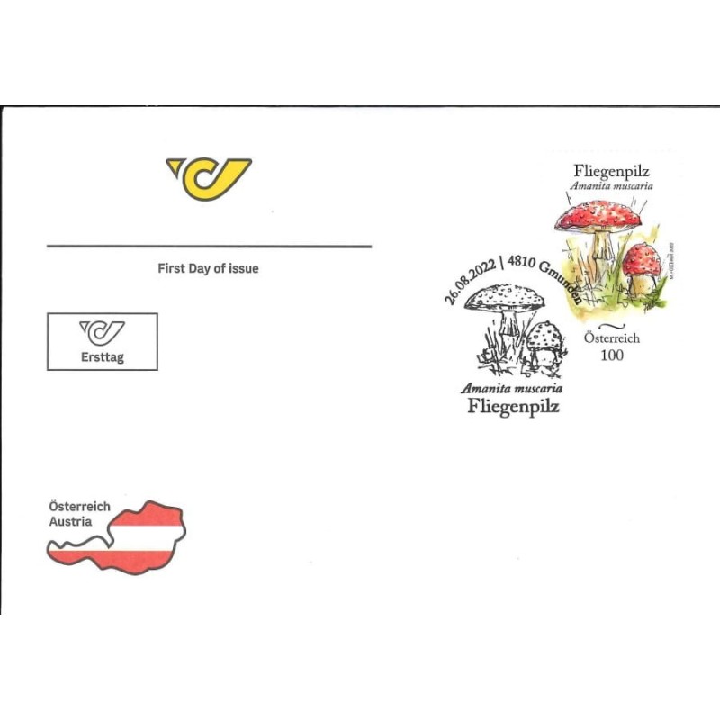 Austria 2022, Flora: grzyb muchomor. FDC