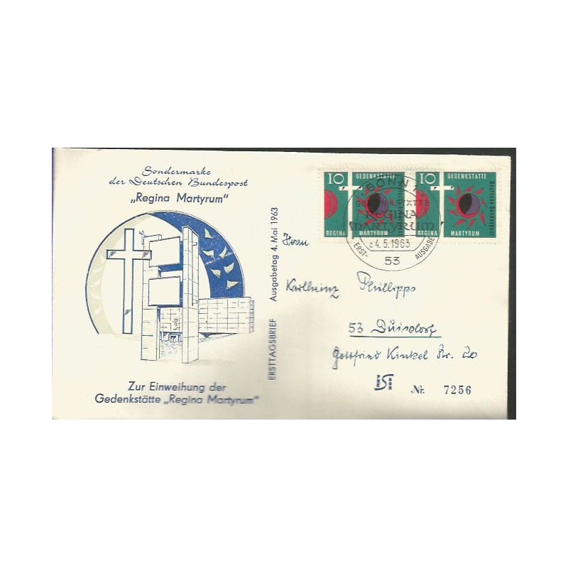 Niemcy 1963, Kościół katolicki Maria Regina Martyrum w Berlinie. FDC