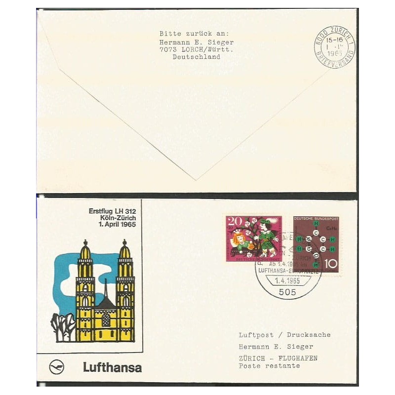 Niemcy 1965, Pierwszy lot Kolonia Zurich, Szwajcaria