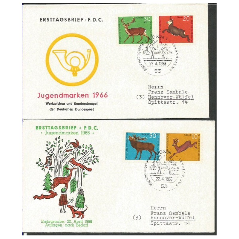 Niemcy 1966, Zwierzęta, fauna, ssaki. 2 FDC