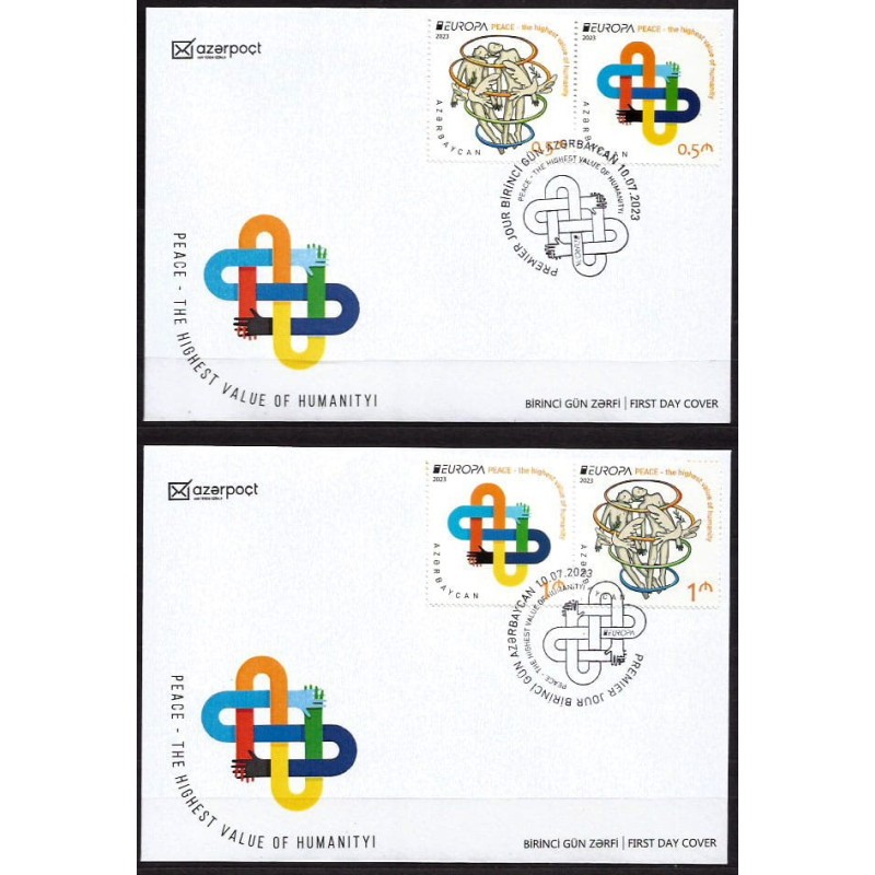 Azerbejdżan 2023, EUROPA CEPT: pokój, 2 x 0,50, 2 x 1,00. FDC