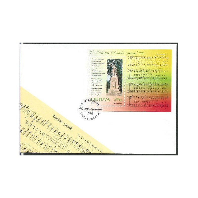 Litwa 1998, Hymn Litwy, muzyka, V. Kudirka. FDC