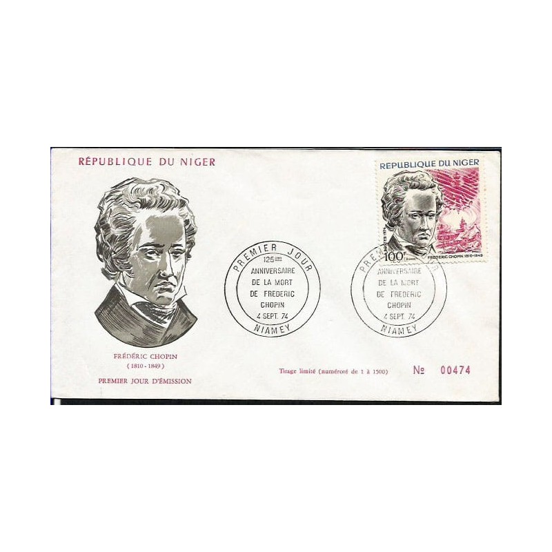 Niger 1974, Chopin i Beethoven, muzyka. FDC