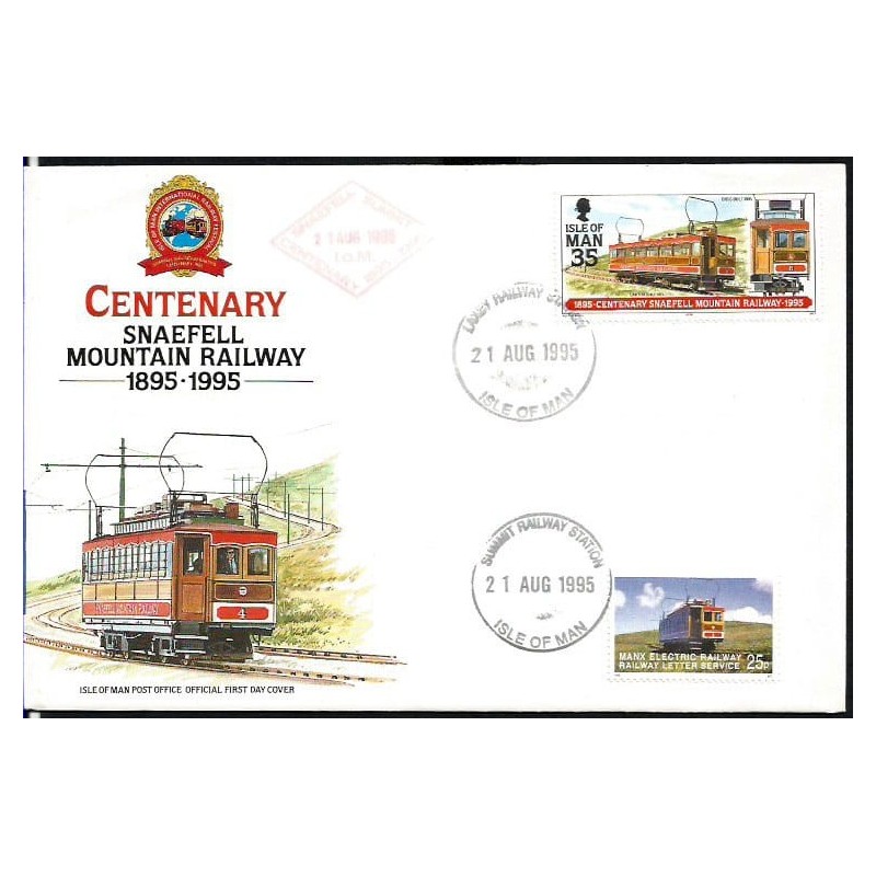 Wyspa Man 1995, kolej, kolejka górka. FDC