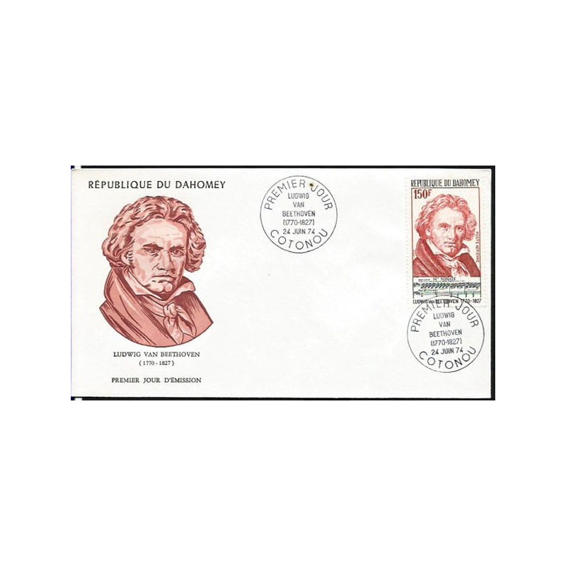 Dahomey 1974, L. van Beethoven, muzyka. FDC