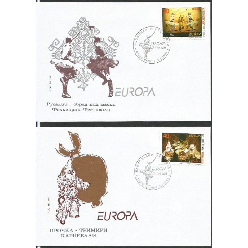 Macedonia 1998, EUROPA CEPT, muzyka, tańce. FDC