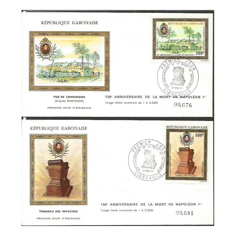 Gabon 1971, Napoleon Bonaparte. 2 FDC