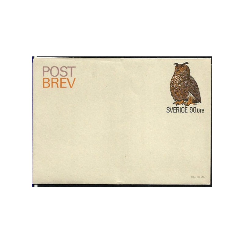 Szwecja 1975, Ptak sowa. Aerogram