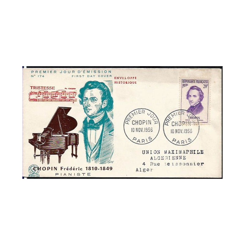 Francja 1956, Muzyka, F. Chopin. FDC