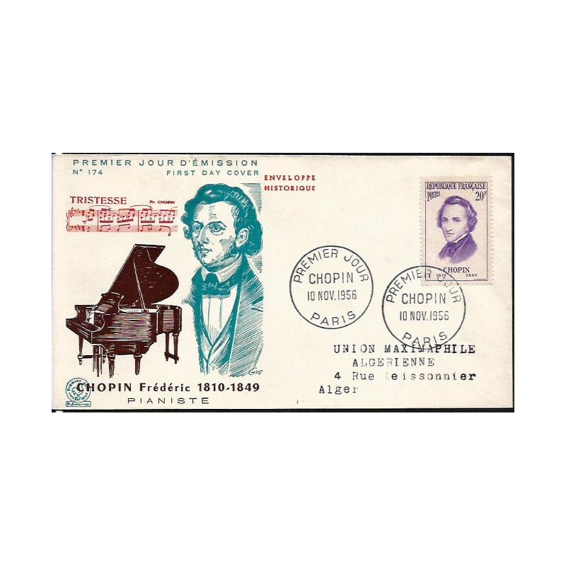 Francja 1956, Muzyka, F. Chopin. FDC