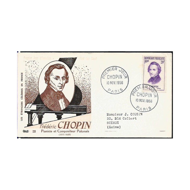 Francja 1956, Muzyka, F. Chopin. FDC