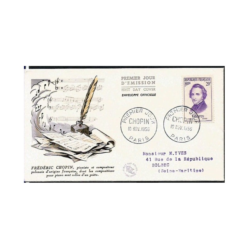 Francja 1956, Muzyka, F. Chopin. FDC