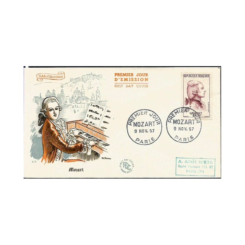 Francja 1957, Muzyka, Mozart. FDC