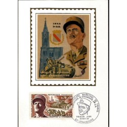 Francja 1969, II wojna, generał Leclerc, czołg. Wyzwolenie Strasburga. Karta maksimum