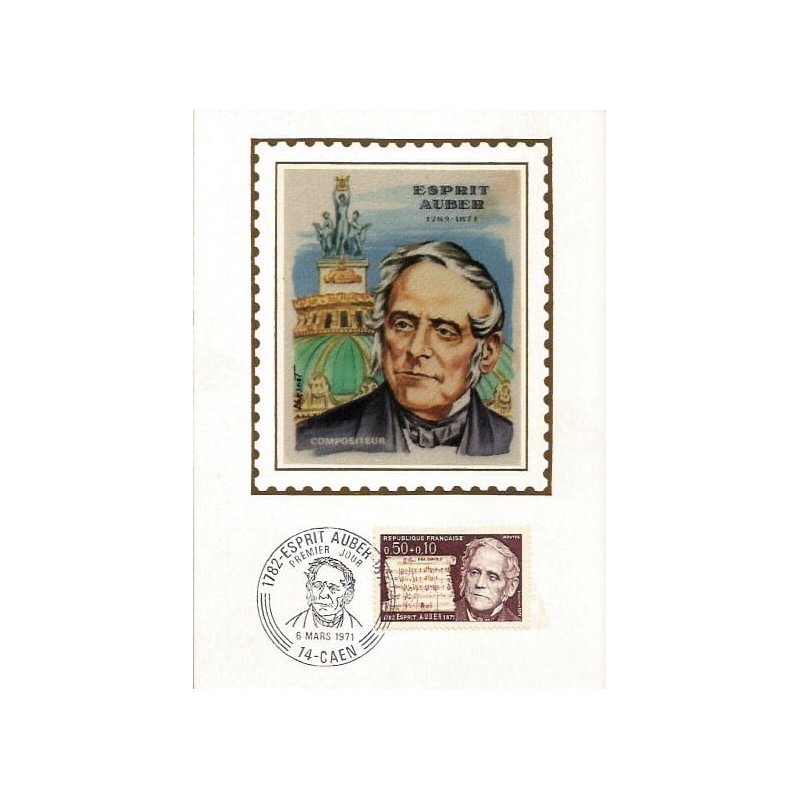 Francja 1971, Daniel Auber, muzyka, kompozytor. Karta maksimum