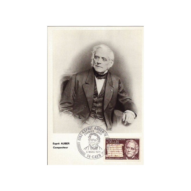 Francja 1971, Daniel Auber, muzyka, kompozytor. Karta maksimum