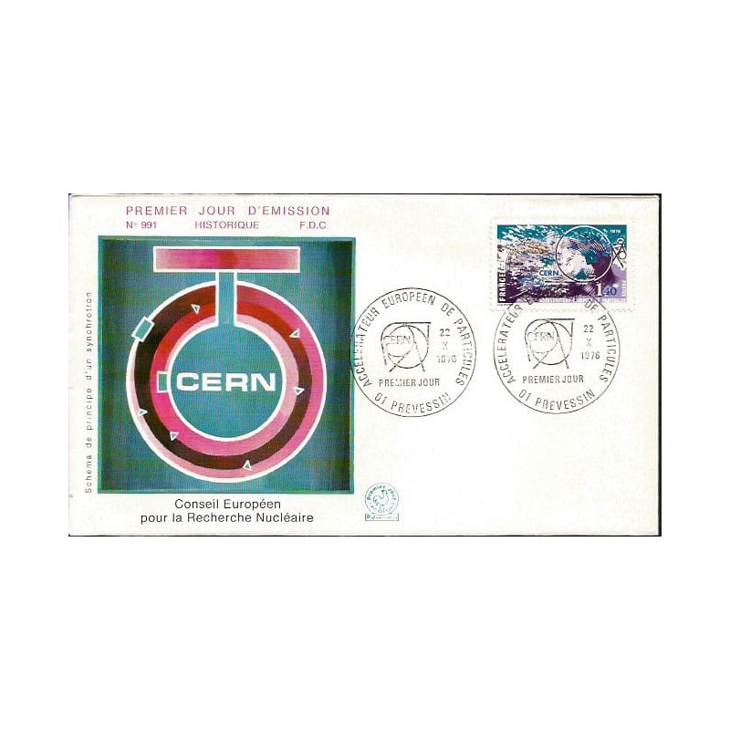 Francja 1976, CERN, fizyka, atom. FDC