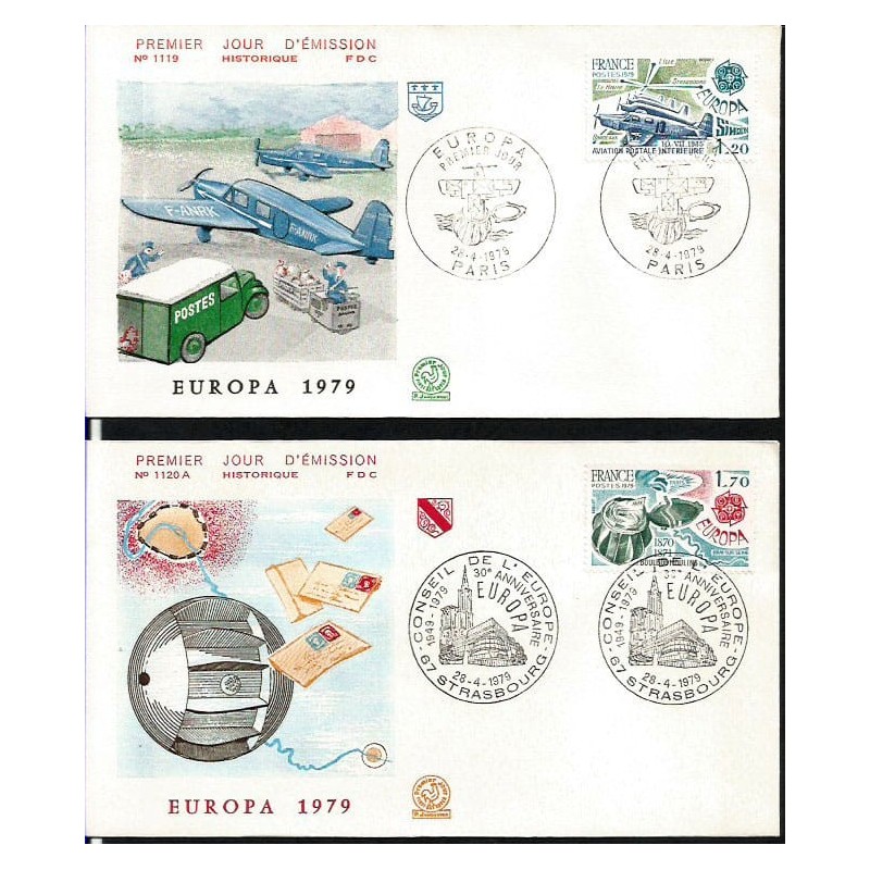 Francja 1979, EUROPA CEPT: poczta, lotnictwo. FDC