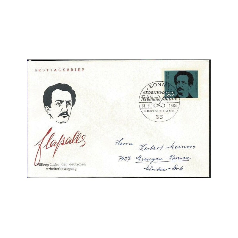 Niemcy 1964, F. Lassalle, socjalizm, Wrocław. FDC