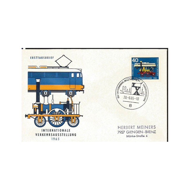 Niemcy 1965, Kolej, lokomotywa. FDC