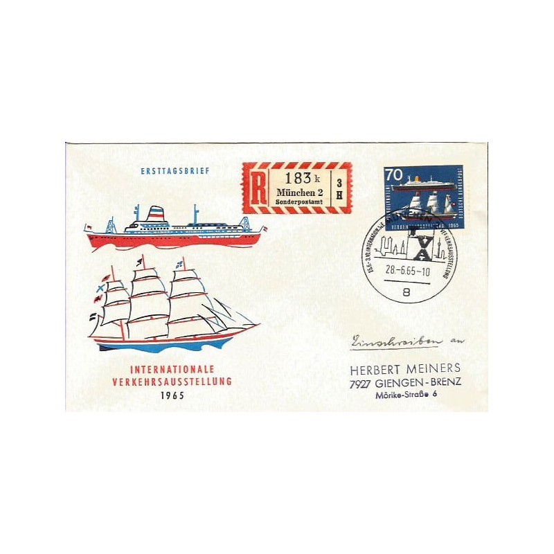 Niemcy 1965, Statek. FDC polecone