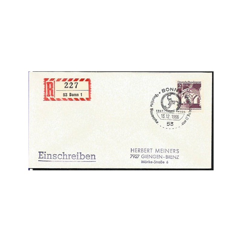 Niemcy 1966, Architektura niemiecka: Lwówek Śląski. FDC polecone