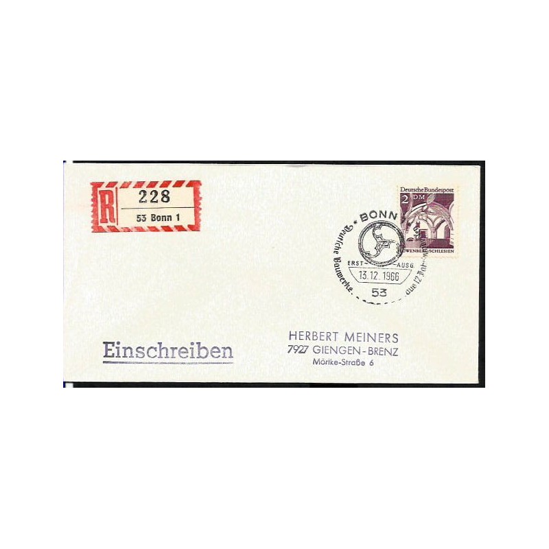 Niemcy 1966, Architektura niemiecka: Lwówek Śląski. FDC polecone