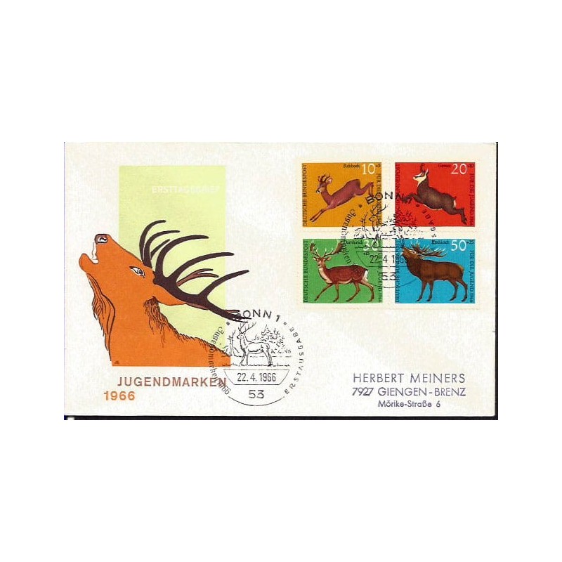 Niemcy 1966, Fauna: ssaki. FDC